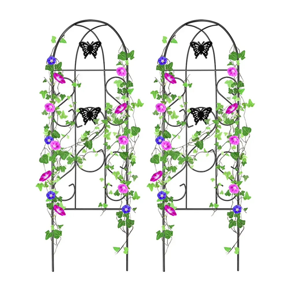 Ceya 2 pacotes de borboletas de ferro à prova de ferro, jardim com 18 "preto, cerca de metal, para vegetais em vaso, flores para pátio