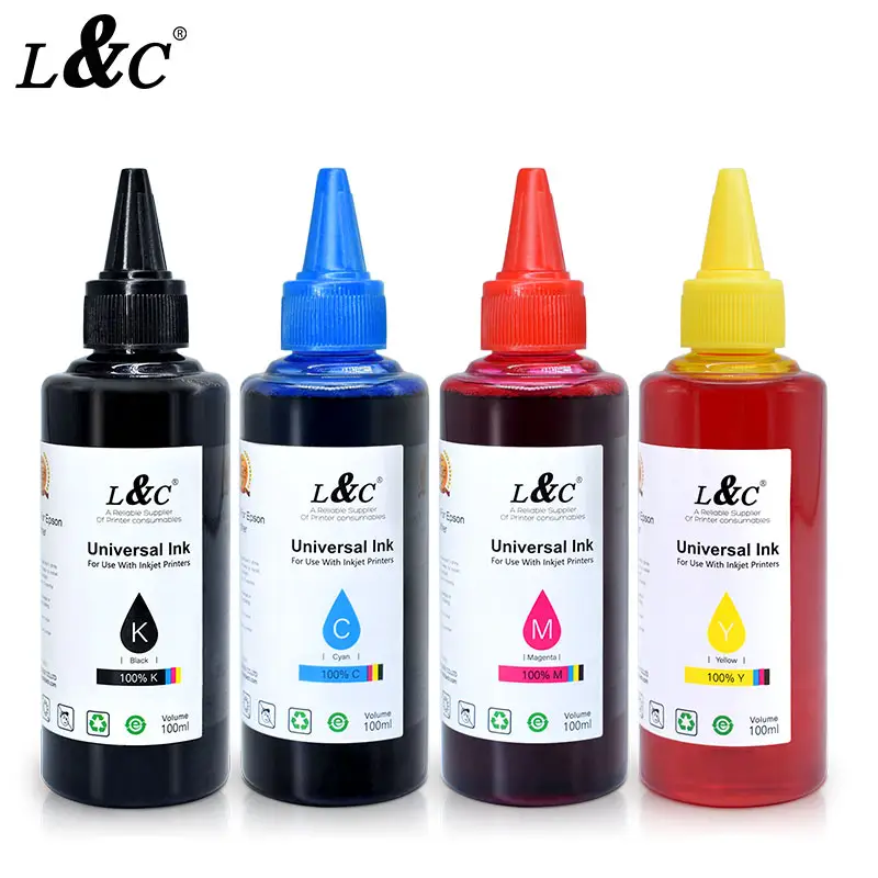 L & C Fabrik Großhandel 100 ml Nachfüll-Tinten strahl drucker Premium-Farbstoff Universal tinte für Desktop-Drucker HP Epson Bruder Canon 4 Farben