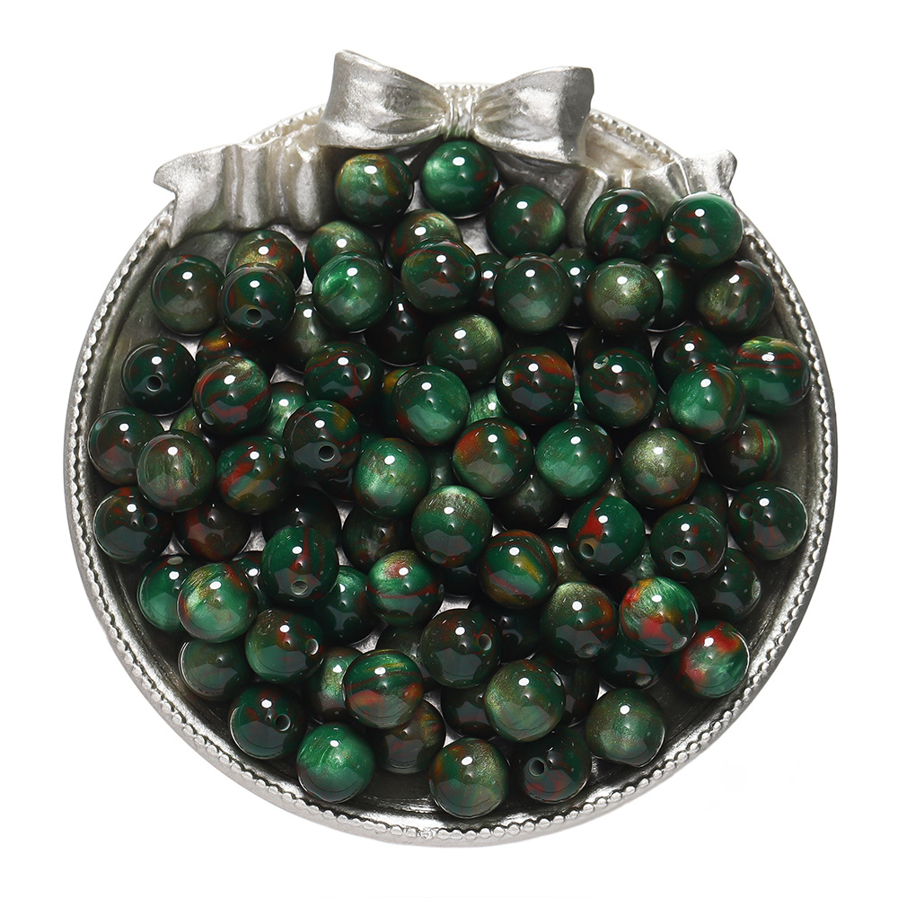 Resin cat's eye beads - green