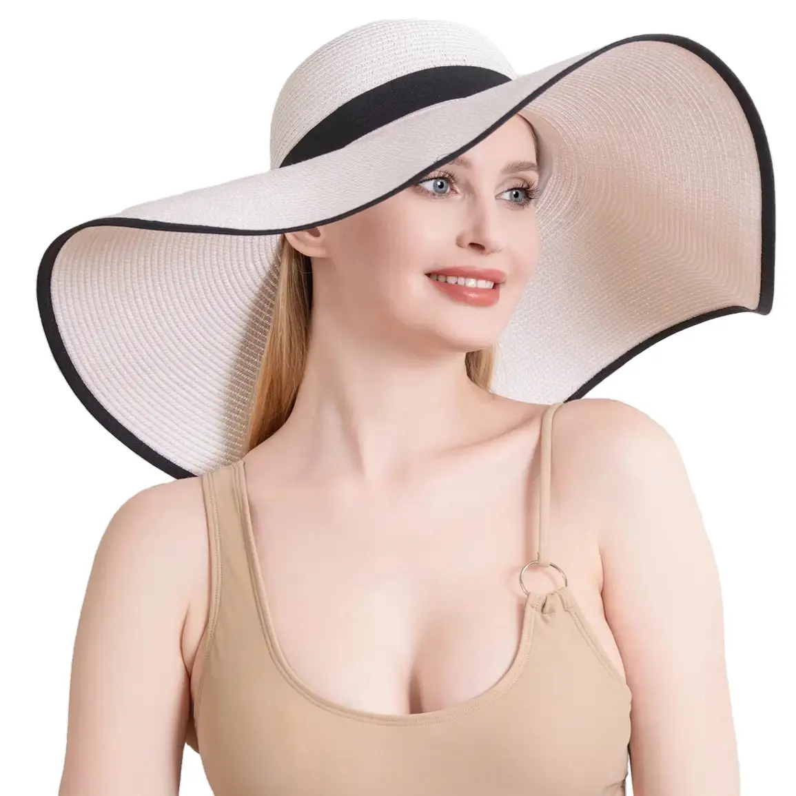 Mujeres Flat Wide Brim Sun Floppy Hat Plegable Bowknot Elegante Playa Sombreros DE PAPEL DE PAJA
