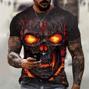 Metal Skull 3D Impreso Camisetas Hombres Impresión digital Hombres All Over Print Tops 3D Shirt Hip Hop Tees Gráfico Ropa personalizada Camisa