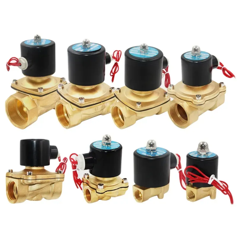 Válvula solenoide de agua de latón de 220V 24V 12V eléctrica normalmente cerrada Serie 2W con rosca G/NPT