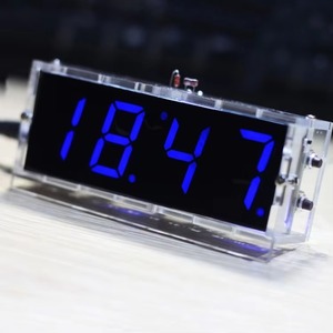 4-stelliges DIY Digital LED Clock Kit Lichts teuerung Temperatur Datum Uhrzeit Anzeige mit transparentem Gehäuse - Product Image 4