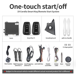 עבור toyota 2019 קורולה מכונית אזעקה עם autostart אוטומטי ללחוץ כפתור אחד אוטומטי להתחיל להפסיק מערכת כניסה ללא keyless מערכת כניסה חכם טלפון מפתח ערכת מרחוק