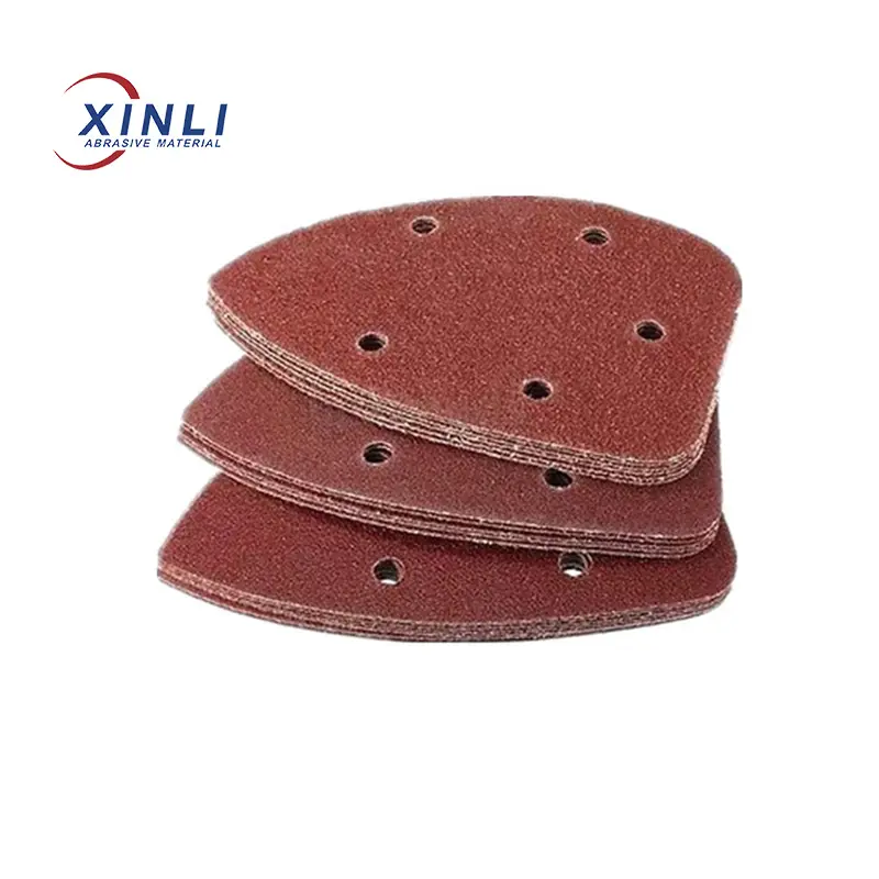 Sandpaper Triangle 100*170 Hoop and Loop Triangle Sanding Paper for Wood Polishing 6 Holes Red Triangle Abrasive Sandpaper