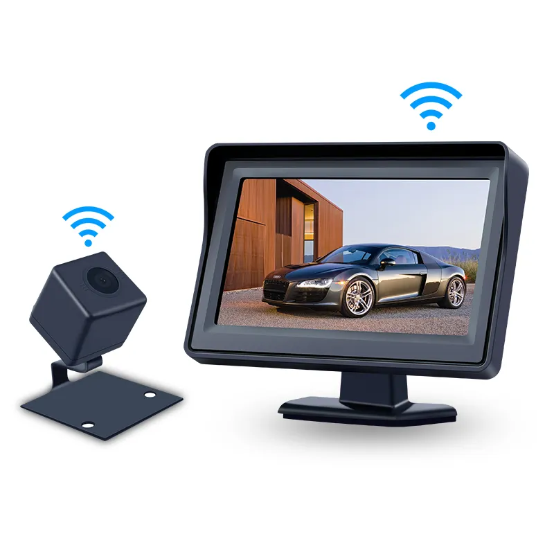 Cina RTS Wireless Car Inversione di Sostegno della Macchina Fotografica di Sistema di Monitor LCD Da 4.3 Pollici per 12V Car Rear View Macchina Fotografica senza fili auto cam