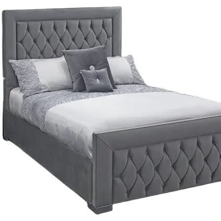 Tela de terciopelo gris oscuro, diseño italiano, tamaño king, queen, tapizado, litera, dormitorio con cabecero