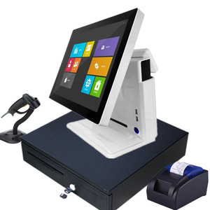 LKS-POS820 15 дюймов емкостный сенсорный экран Pos терминал windows Pos двойной экран Pos система с I3 I5 CPU - Product Image 2