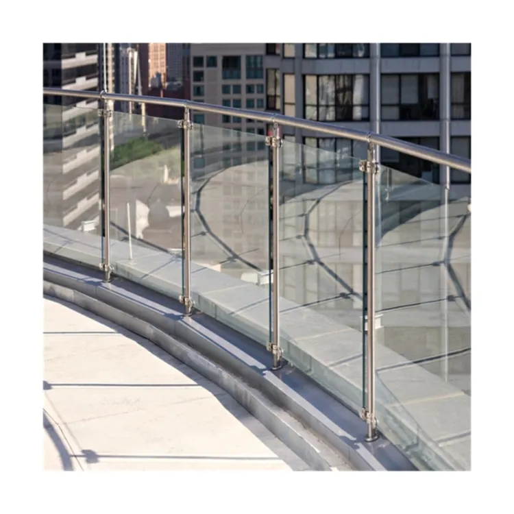 Prix de garde-corps en verre d'escalier carré/rond en acier inoxydable verre feuilleté