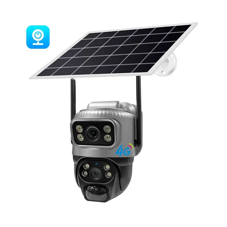 Fotocamera solare a doppia lente 4g sim card sistemi di sorveglianza ip camera