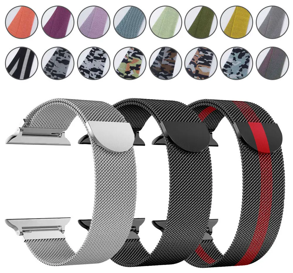 Bandas de Metal de diseño de moda personalizadas para niñas y hombres, pulsera de acero inoxidable para Milanese Apple Watch, correa de 42mm y 44mm