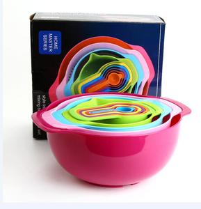 Renkli iç içe karıştırma kasesi seti 10 parça içerir kase kevgir süzgeç elek ölçme bardak kaşık ev mutfak kullanımı için - Product Image 6