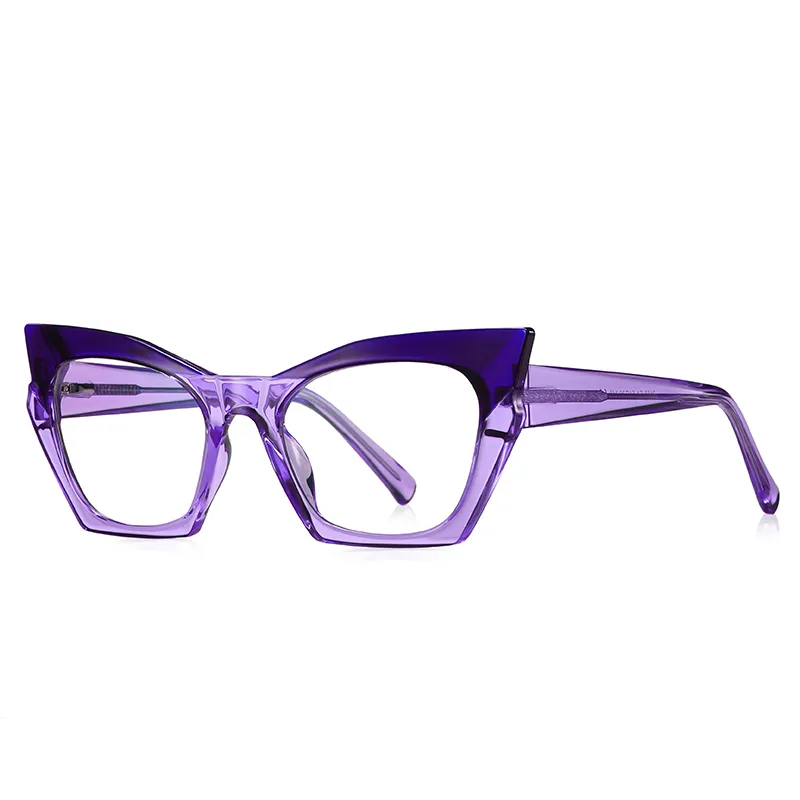Montura de gafas de gato para mujer, prescripción óptica, costura transparente, gafas de Color CP, gafas de bloqueo azul TR90