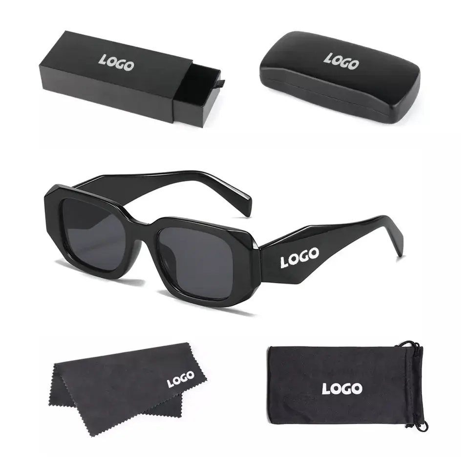 Kacamata hitam Logo kustom merek mewah 2023 wanita desainer kustom bingkai kecil grosir kacamata persegi pria