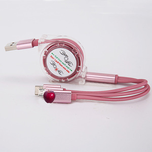 Üretici doğrudan geri çekilebilir taşınabilir USB şarj kablosu 1.0 M kristal 3-in-1 geri çekilebilir USB şarj kablosu Android için kablo IOS - Product Image 5