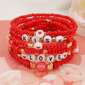 BOYIバレンタインデーラブ<span class=keywords><strong>XOXO</strong></span>ラブビーズブレスレットハンドチェーン卸売り