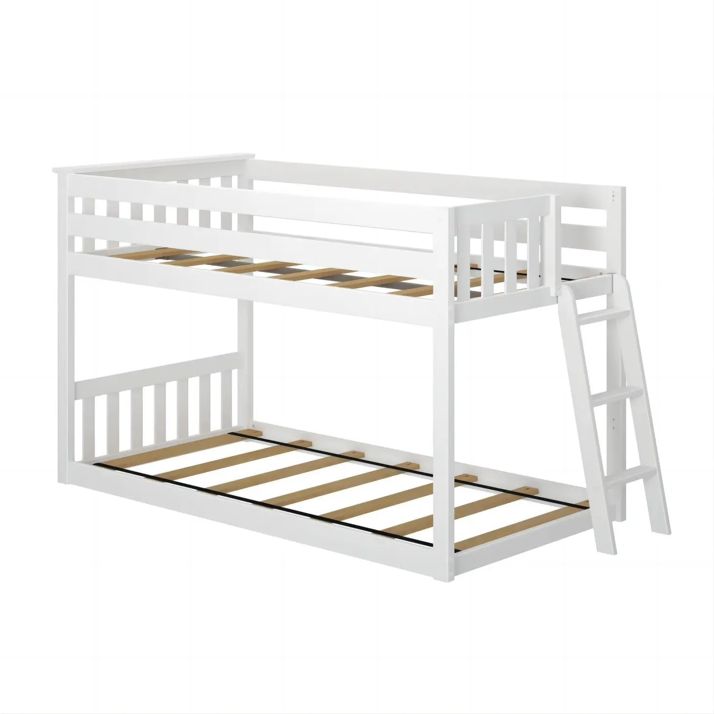 Rail de sécurité en bois blanc moderne sans printemps Garçons Filles Twin Over Twin Ensemble de lits superposés pour enfants Meubles de chambre avec échelle