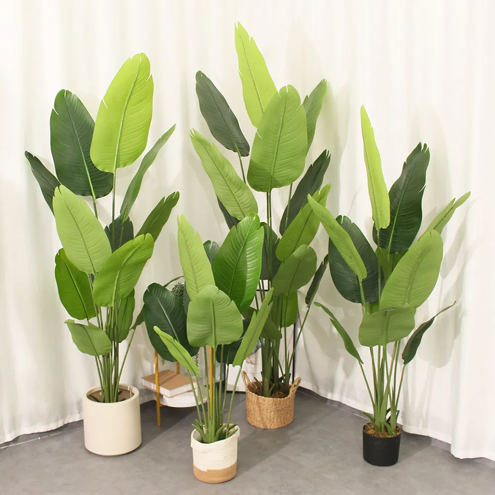 Hohe Simulation Indoor Outdoor Dekor Big Faked Tropical Banana Künstlicher Kunststoff Paradies vogel Pflanzenbaum