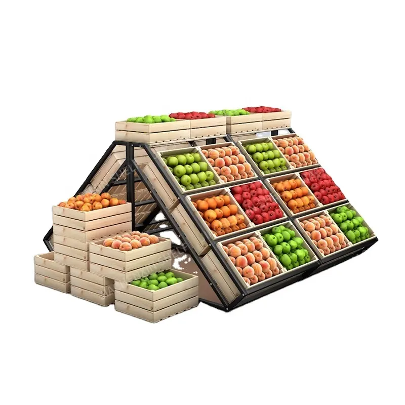 Il nuovo acciaio di design personalizza lo scaffale della gondola dello scaffale del supermercato di verdure della scatola di esposizione dei negozi di frutta della cina