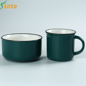 Renk jant ile dayanıklı seramik renk sırlı seramik yemek takımı kupa ve kase - Product Image 4