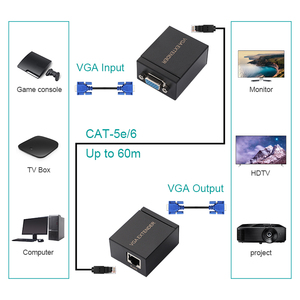 1080P VGA扩展器适配器VGA至RJ45通过5e类/6类以太网电缆转换VGA信号视频扩展60M - Product Image 2