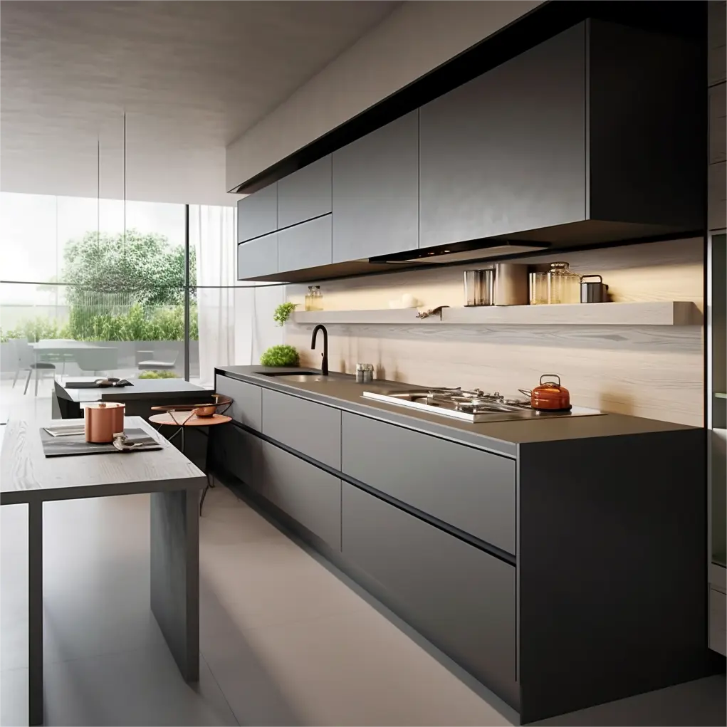 Cozinha moderna Foshan mais vendida com designs de armários baratos
