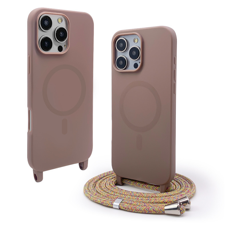 Brown one-piece frosted magnetic lanyard