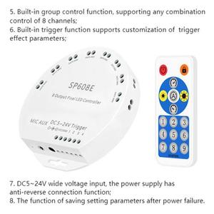 SP608E BTRFリモコン音楽カラフルなLEDコントローラー8出力RGBRGBWLEDコントローラーLEDストリップ照明用 - Product Image 3