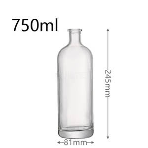 定制设计75cl威士忌瓶0.75l额外火石软木伏特加瓶750毫升带软木塞的玻璃酒瓶 - Product Image 1