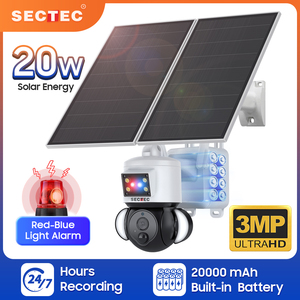 20W 2Kพลังงานแสงอาทิตย์ Night Visionสีแดงและสีฟ้าLinkage Floodlight PTZ 4MP 4Gพลังงานแสงอาทิตย์กล้องกล้องวงจรปิดความปลอดภัยกล้องพาโนรามา - Product Image 2