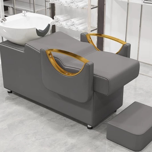 Accoudoirs gris + dorés + vasque blanche