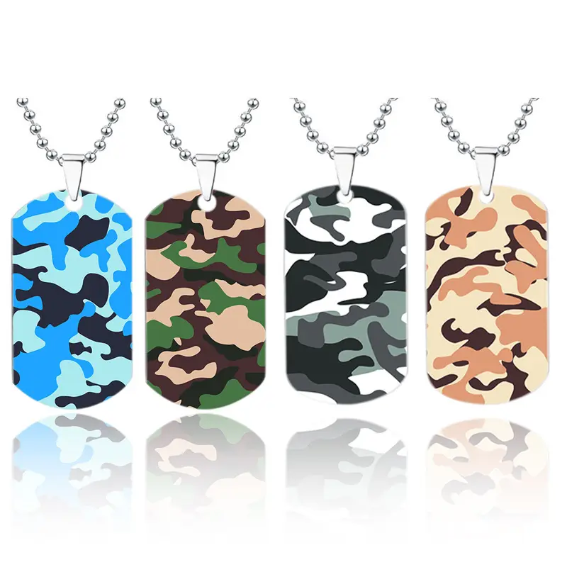 Titanium steel necklace color printing camouflage series of fans holiday gifts a variety stainless necklaces wholesale