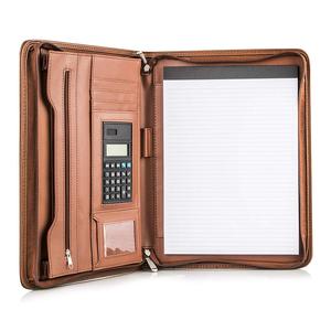 Máy Tính Tùy Chỉnh OEM Danh Mục Đầu Tư Kinh Doanh Phong Cách Đơn Giản Handmade PU Leather Zipper A4 - Product Image 1