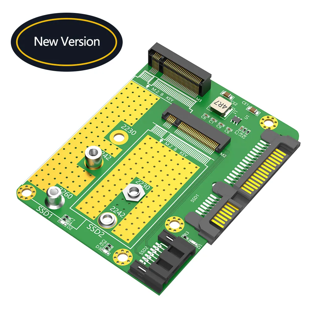 Versi baru Dual M.2(NGFF) SSD ke dual SATA3 adaptor aksesori komputer