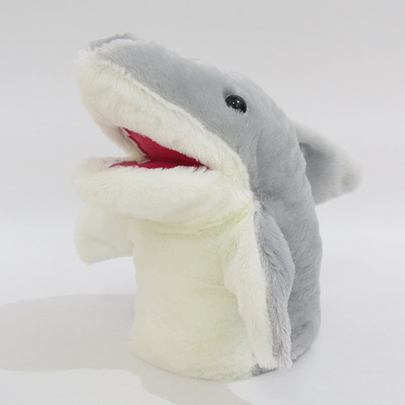 Marionnette requin - gris et blanc
