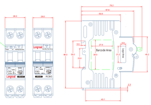 残留電流遮断器2P 40A、RCCB、300mA 50Hz、230V AC 50Hz、アース-漏れ保護クラスタイプA - Product Image 4