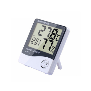 Termómetro Digital HTC-1 higrómetro con pantalla LCD grande y función de reloj, Sensor de temperatura, medidor de humedad - Product Image 2