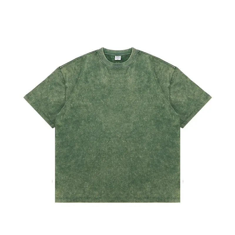 Yüksek kaliteli asit yıkama tshirt 280gsm 100% pamuk boy baskılı işlemeli Vintage düz Tee artı boyutu erkek özel t shirt