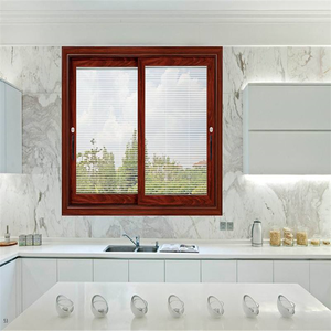 Finestra di alluminio su misura con la finestra scorrevole di vetro cieco con cieco manuale-costruito in finestra di spinta e di trazione di vetro con cieco - Product Image 3