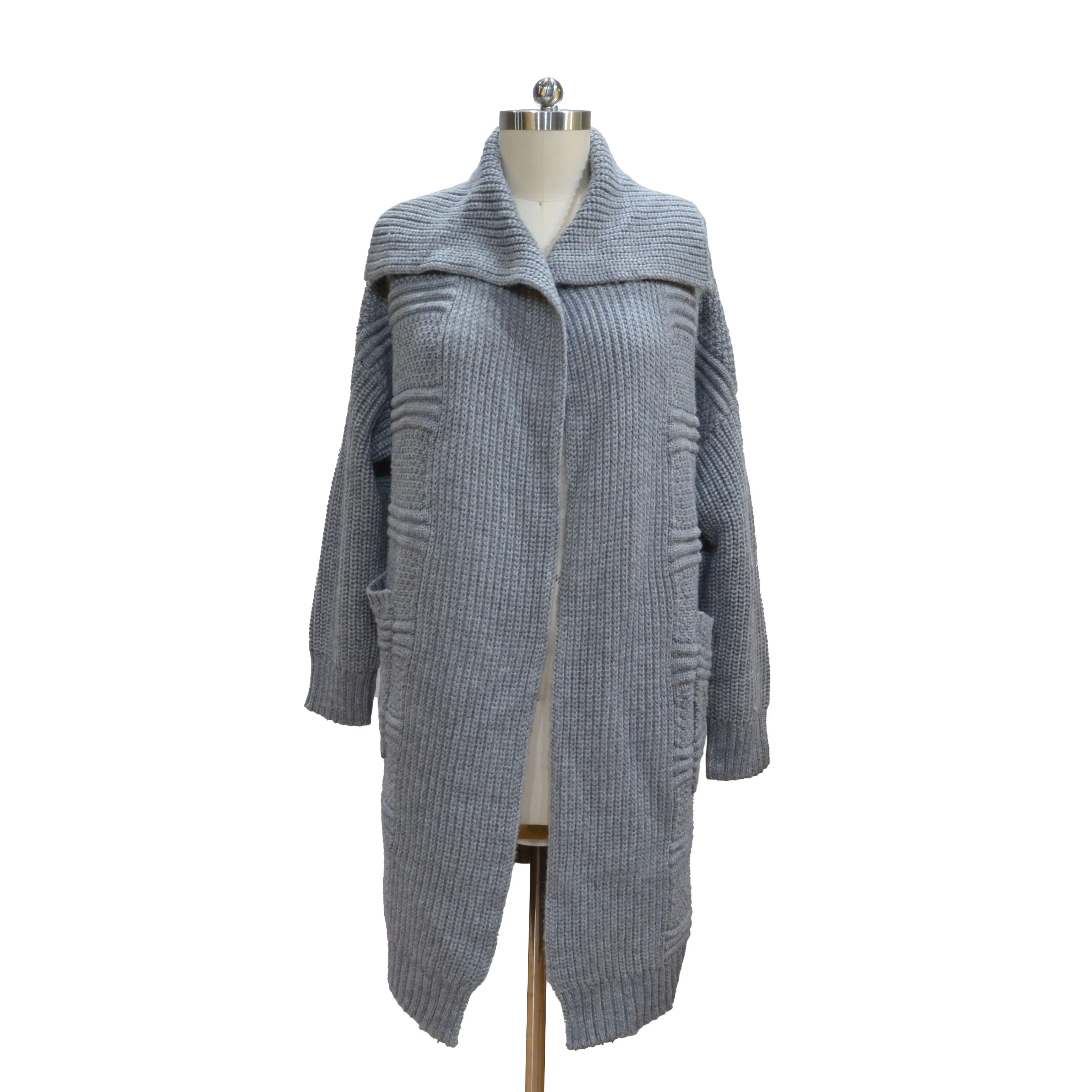 Oversized Lange Mouwen Effen Kleur Losse Dames Winter Vest Trui Koreaanse Stijl