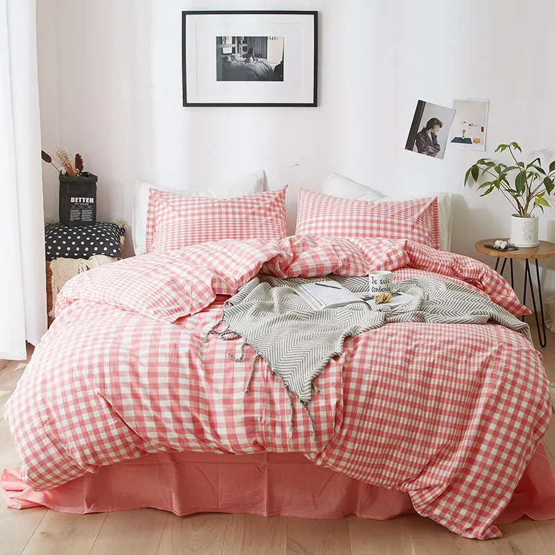 การออกแบบใหม่ซูเปอร์นุ่มขนาดควีนสีชมพูปุยผ้าปูที่นอนผ้านวมคลุมบ้านชุดเครื่องนอนหรู