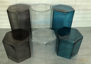 Factory Wholesale Luxury Empty Gradient Hexagonal Octagonal <strong>Glass</strong> <strong>Edge</strong> Coffee Side <strong>Table</strong> Art Decoration - Product Image 3