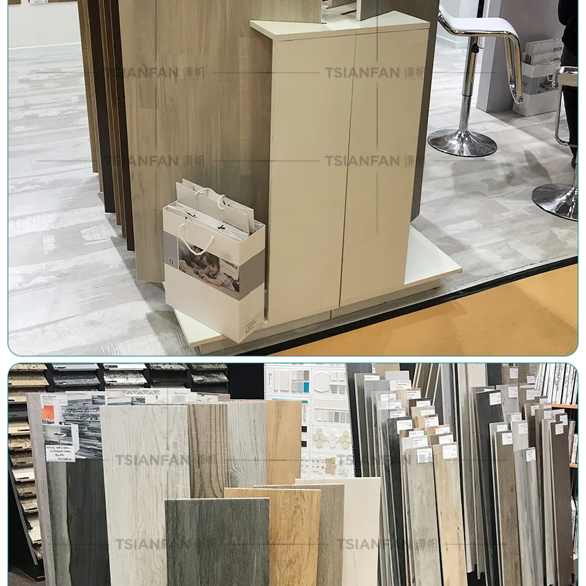 Modern Showroom Double Side Wooden Floor Display Laminate Parquet Stand For Hardwood Board Shelf Display Rack Tile Sample Holder
