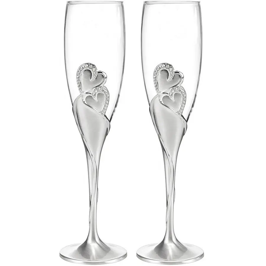 Hoge Kwaliteit Paar Bruiloft Hartvorm Kristal Beker Champagne Glas Cup
