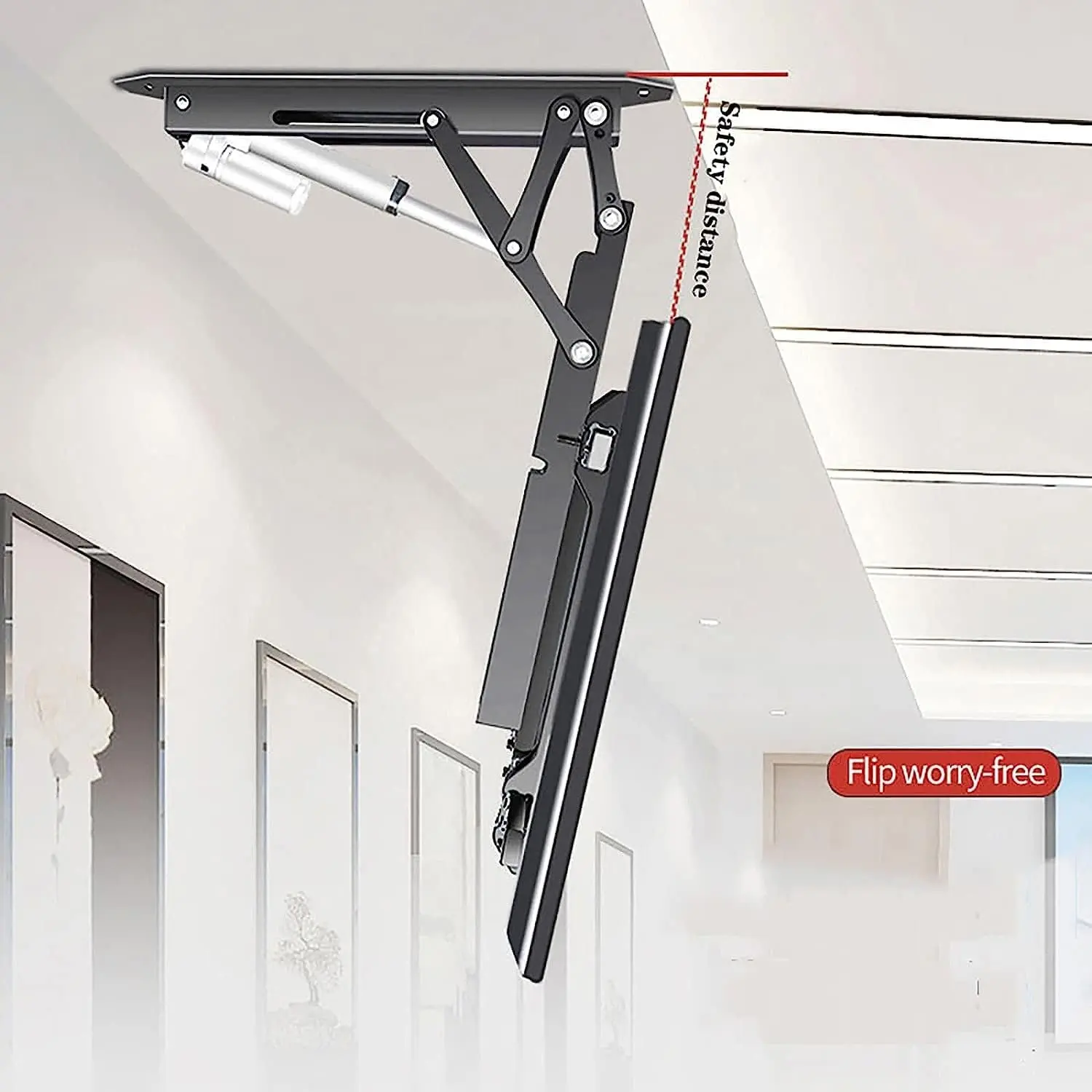 Montaggio a soffitto supporto elettrico TV staffa/32-70 telecomando regolabile in altezza motorizzato Drop-Down TV Lift Flip Down supporto TV