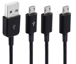 25厘米通用串行总线2.0 a型公到3微型通用串行总线5针公分路器Y数据同步和充电连接器适配器电缆，适用于安卓 - Product Image 1