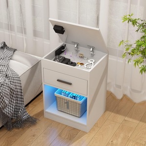 Modern akıllı başucu masa <span class=keywords><strong>LED</strong></span> komidin Mesitas De Noche şarj istasyonu ile elektronik kilit gizli bölmesi