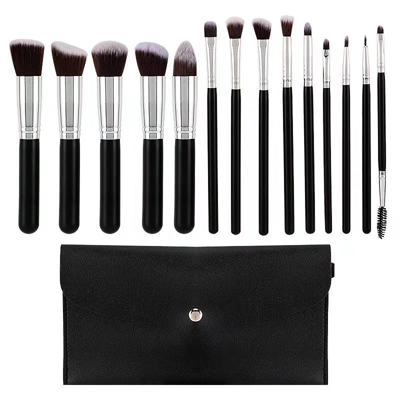 14 black silver pu bag