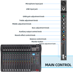 Depusheng DT12 Professional DJ Mixing Console with MP3 Input 48V Phantom Power <strong>12</strong> Channel Audio Mixer Free Shipping to the USA