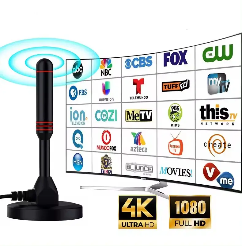 Antena digital de antena para TV interna, antena digital com amplificador de sinal para TV interna e HDTV de exibição gratuita